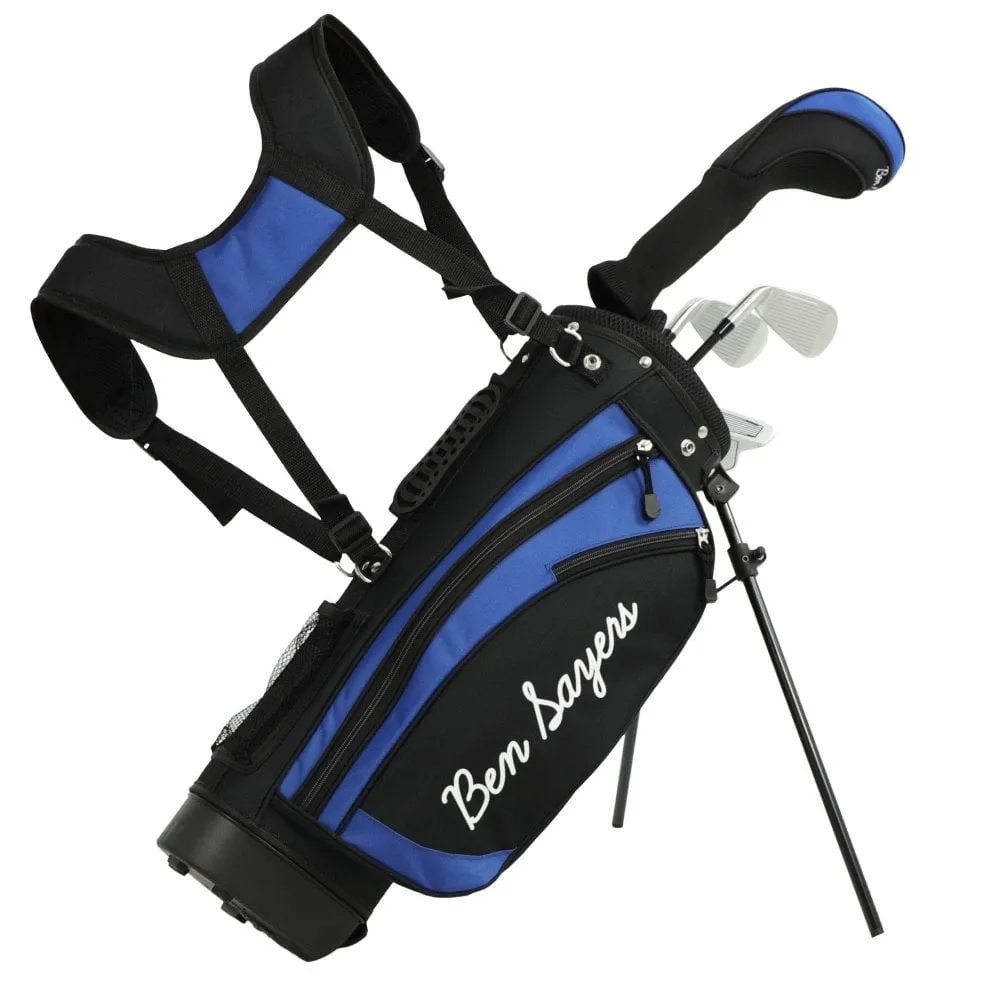 Ben Sayers M1i Junior 5-Piece Stand Bag Package Set - Black/Blue, Shot tracking golf sensor, Golf shoe travel bag
