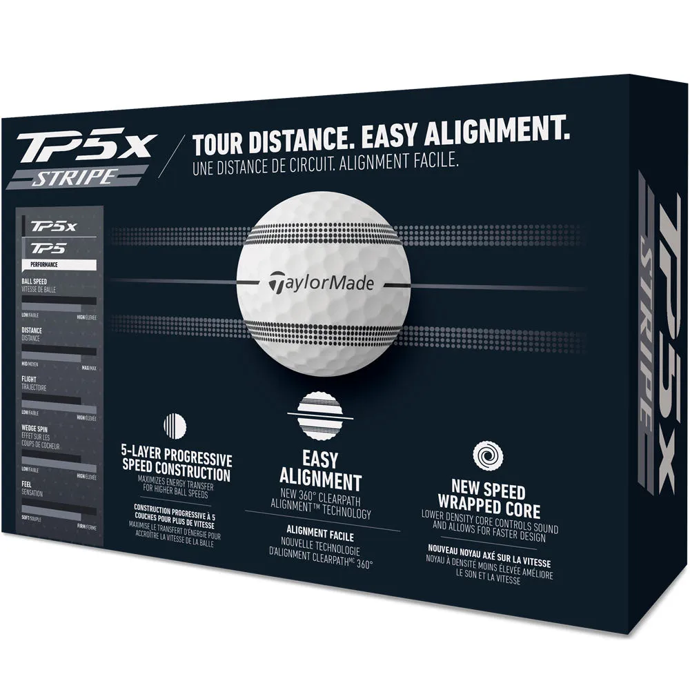 TaylorMade TP5x Clear Stripe Golf Balls - White - 12 Pack, Golf resistance bands, Yellow golf balls, XXL golf gloves
