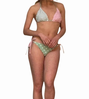 Triangle Top With Tie On Side Bikini Set In Multi Jaha Dot