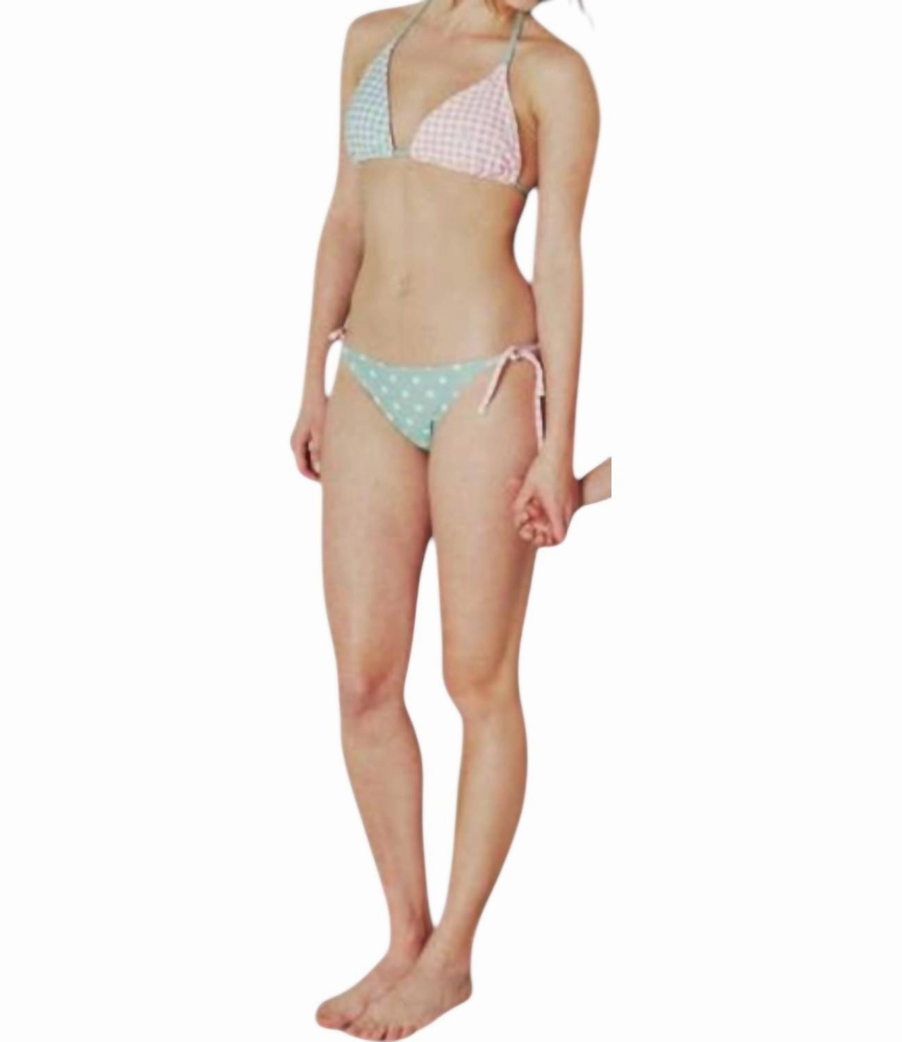 Triangle Top With Tie On Side Bikini Set In Multi Jaha Dot