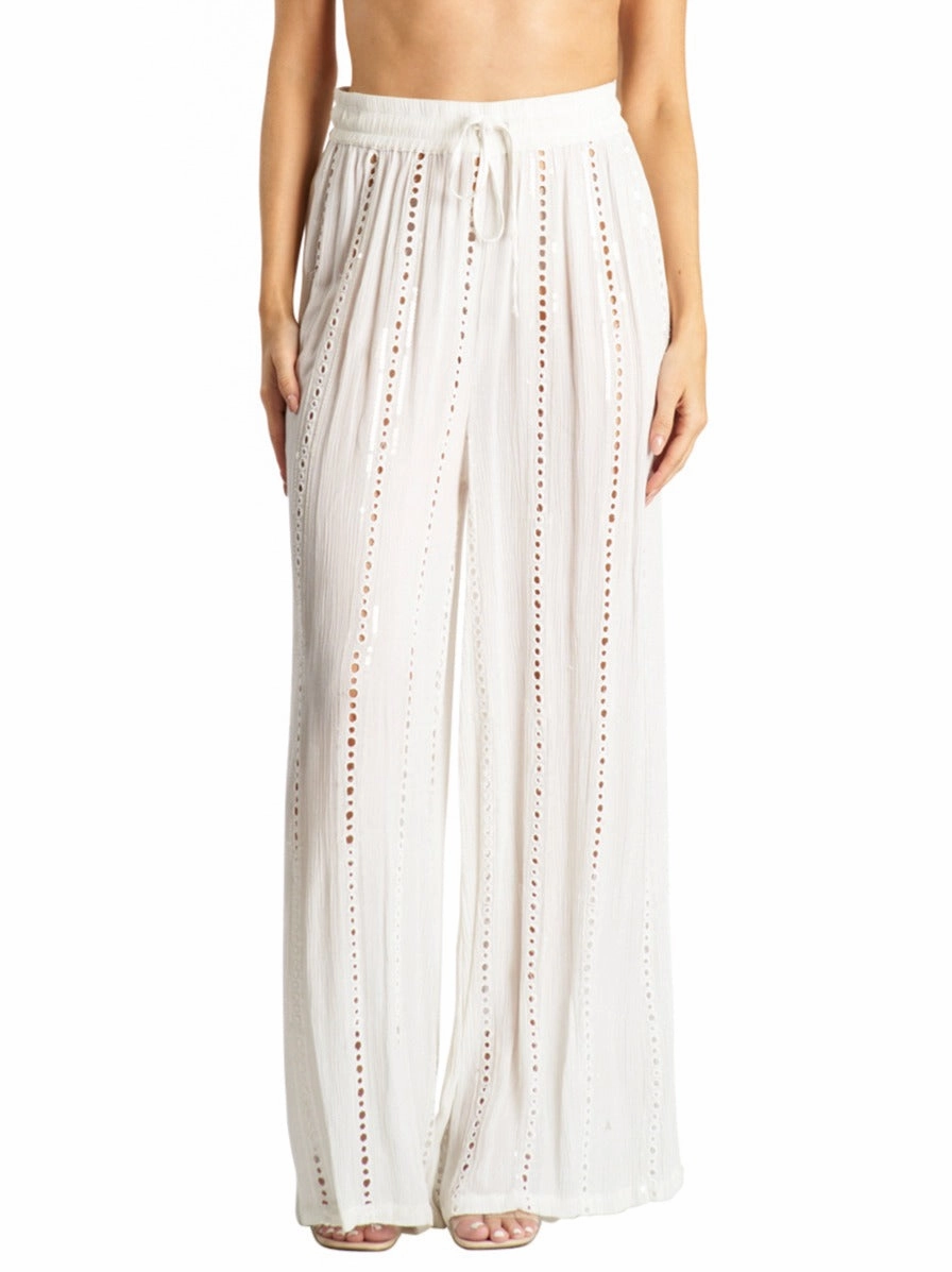 Trompe Drawstring Wide Leg Cover Up Pants