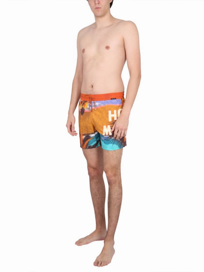 Tropical Print Boxer Swimsuit