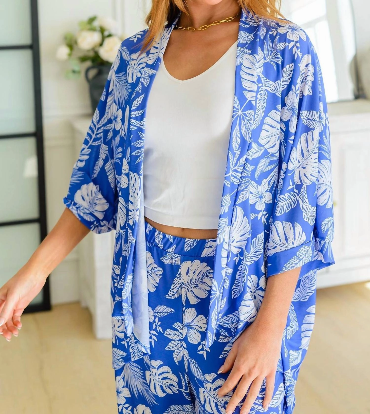 Tropical Stories Kimono In Blue