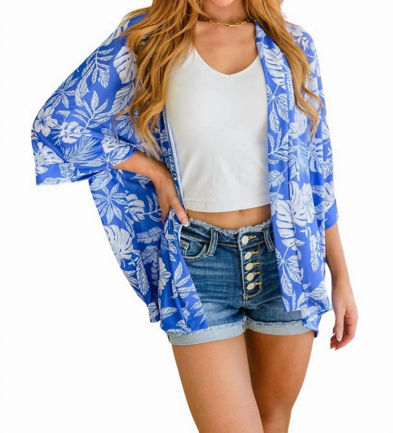 Tropical Stories Kimono In Blue