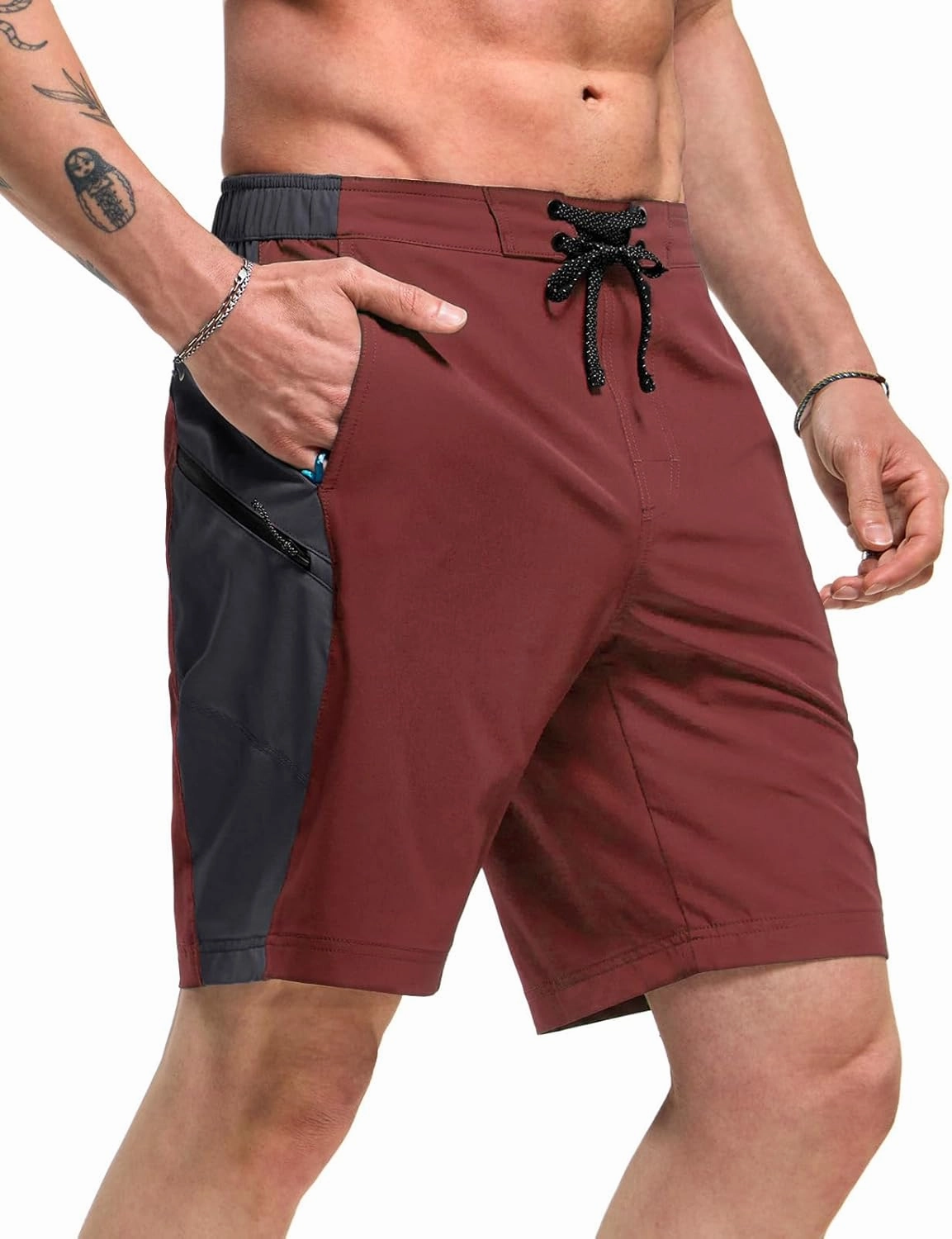 TSLA Men's Swim Trunks, Quick Dry Swimming Beach Board Shorts, Lightweight Swimwear Bathing Suits with Pockets