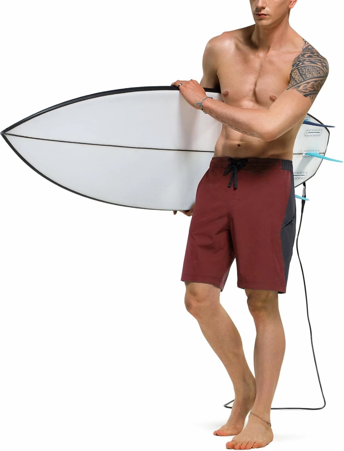 TSLA Men's Swim Trunks, Quick Dry Swimming Beach Board Shorts, Lightweight Swimwear Bathing Suits with Pockets