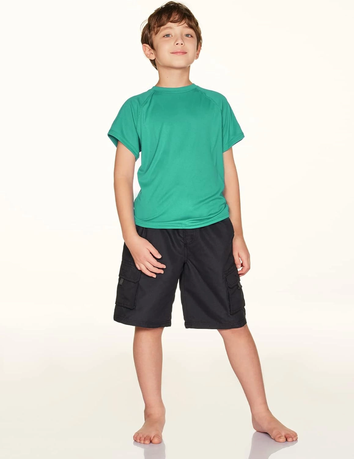 TSLA Youth Kids UPF 50  Short Sleeve, Aqua Water Swimsuit Top, UV/SPF Surf Swim Shirt