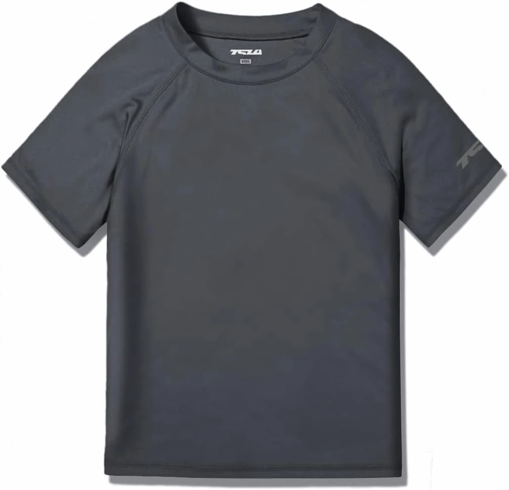 TSLA Youth Kids UPF 50  Short Sleeve, Aqua Water Swimsuit Top, UV/SPF Surf Swim Shirt