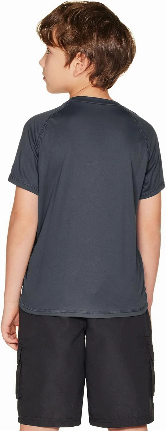TSLA Youth Kids UPF 50  Short Sleeve, Aqua Water Swimsuit Top, UV/SPF Surf Swim Shirt