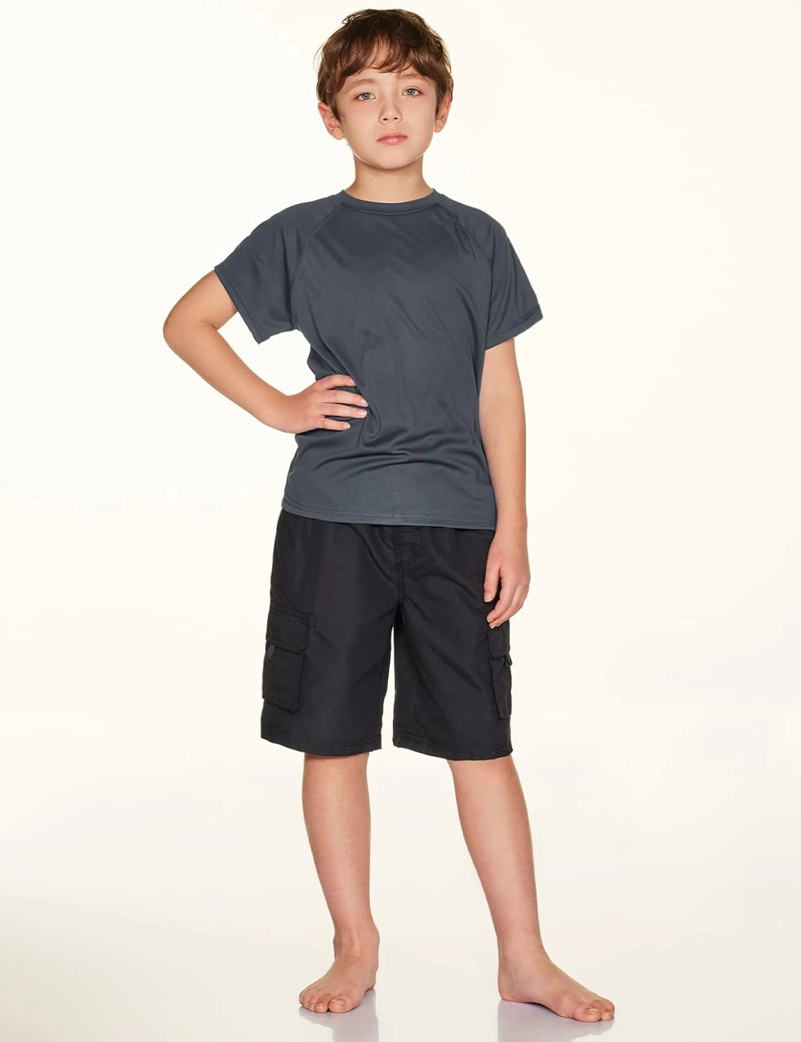 TSLA Youth Kids UPF 50  Short Sleeve, Aqua Water Swimsuit Top, UV/SPF Surf Swim Shirt