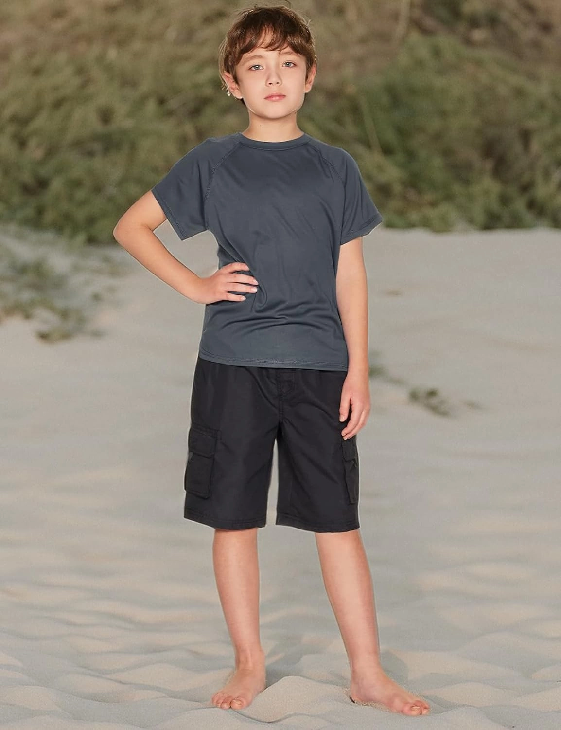 TSLA Youth Kids UPF 50  Short Sleeve, Aqua Water Swimsuit Top, UV/SPF Surf Swim Shirt