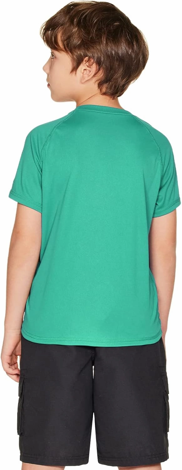 TSLA Youth Kids UPF 50  Short Sleeve, Aqua Water Swimsuit Top, UV/SPF Surf Swim Shirt