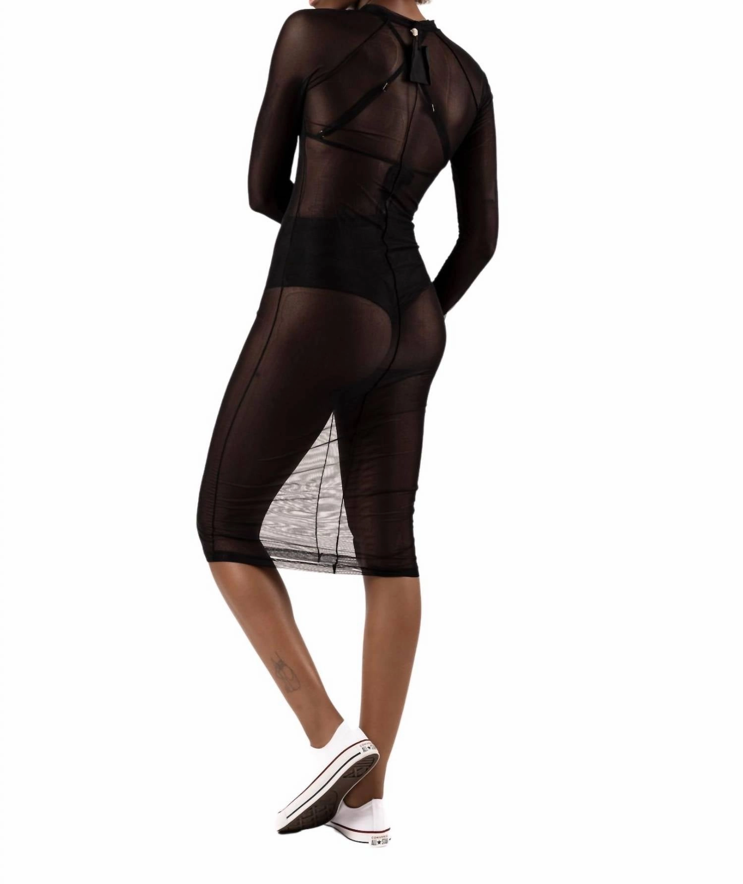 Tube Tulle Dress Cover Up In Black