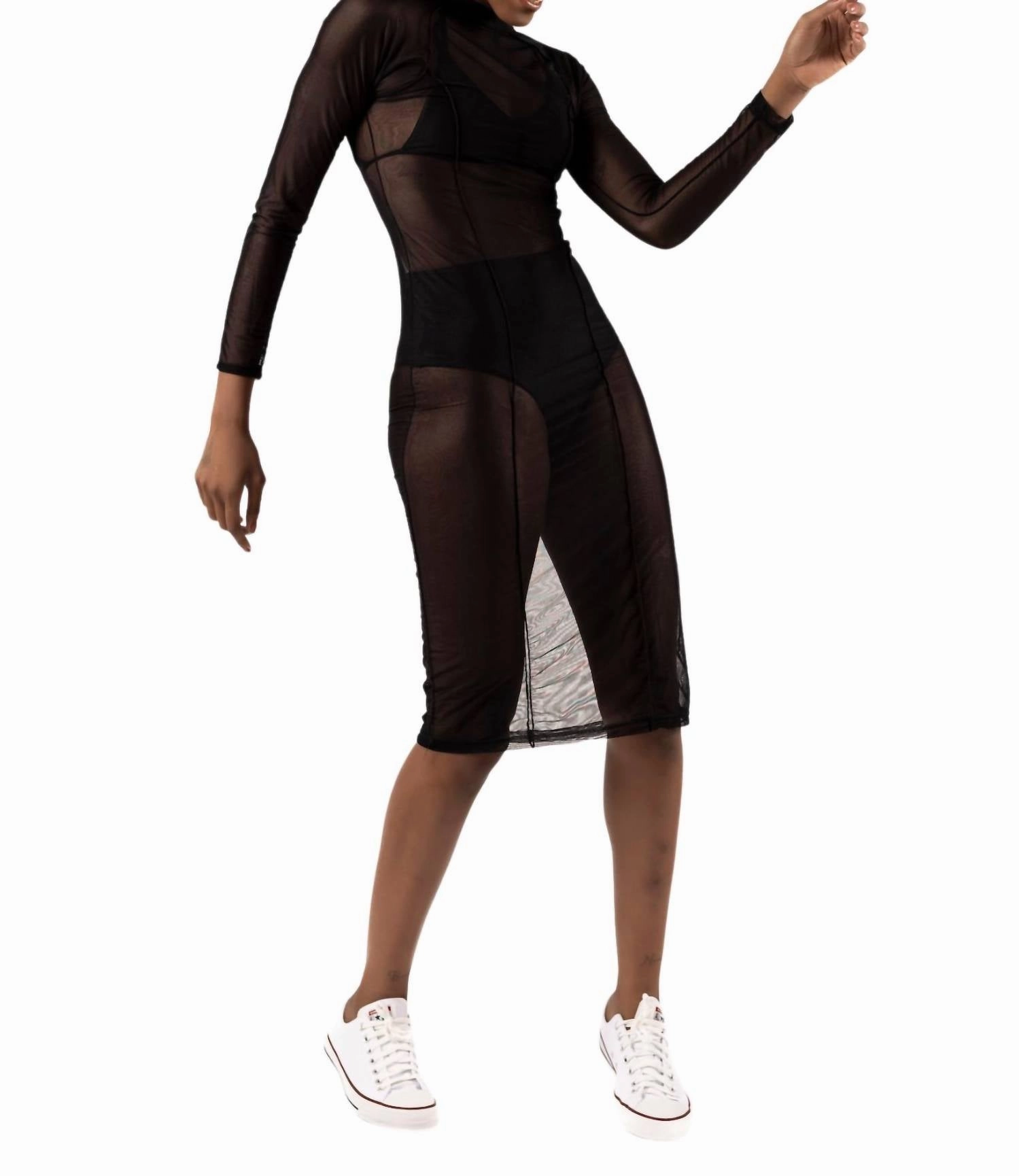 Tube Tulle Dress Cover Up In Black