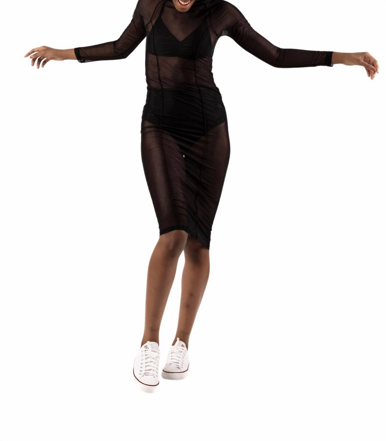 Tube Tulle Dress Cover Up In Black