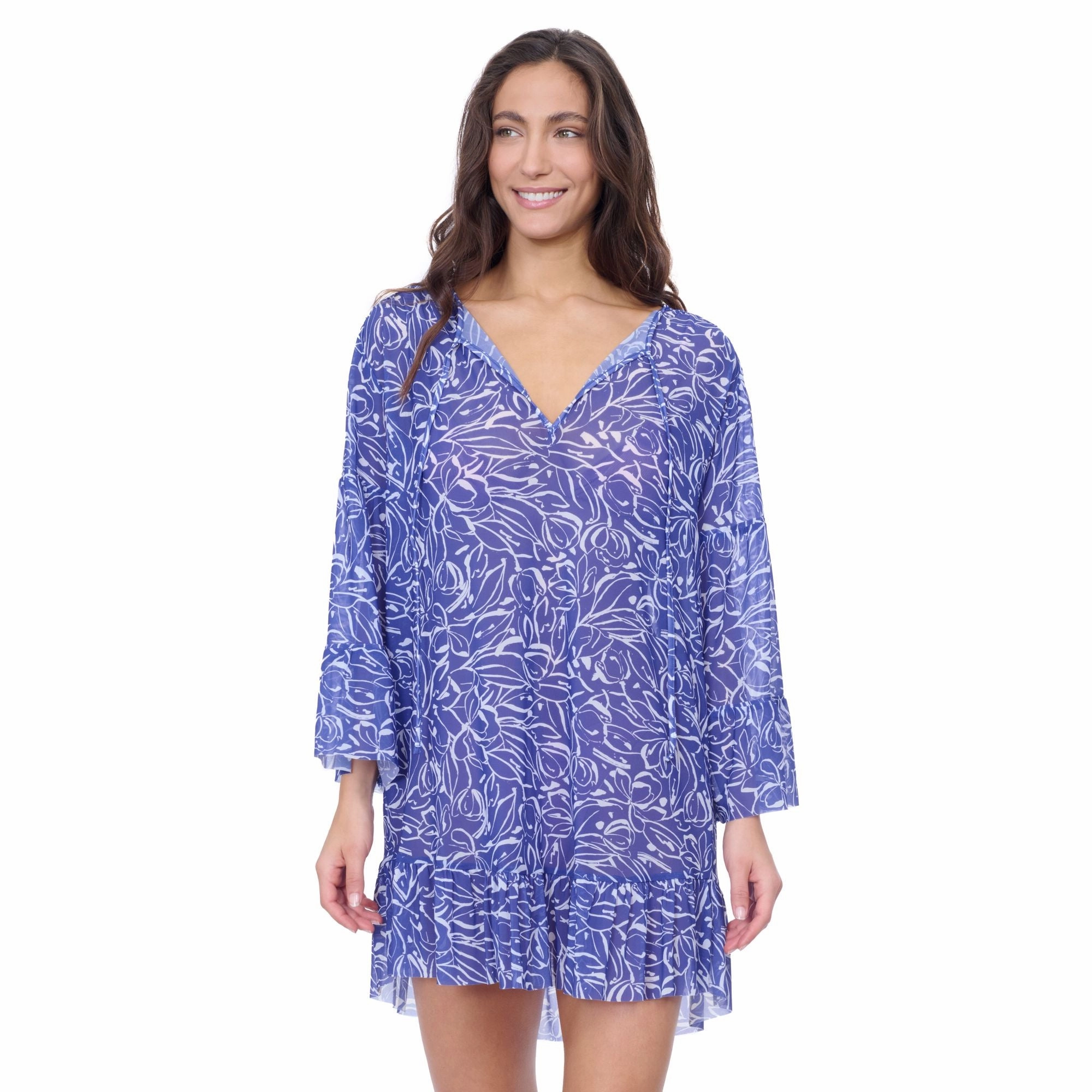 Tulip Mesh Tunic With Flounce Coverup
