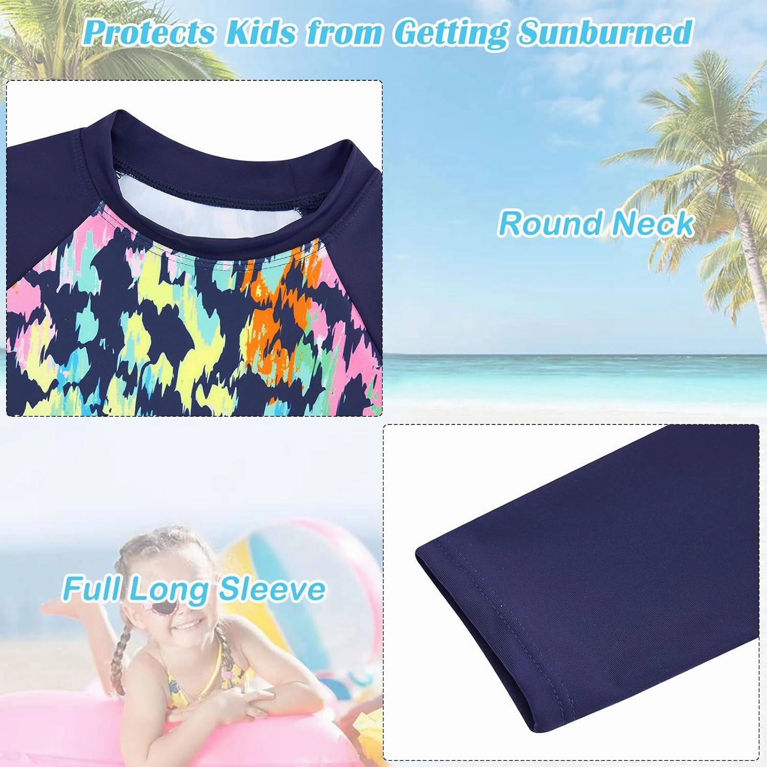 TUONROAD Girls 2 Pieces Rash Guard Swimsuit Long Sleeve Tankini for 4-10 Years
