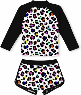 TUONROAD Girls 2 Pieces Rash Guard Swimsuit Long Sleeve Tankini for 4-10 Years