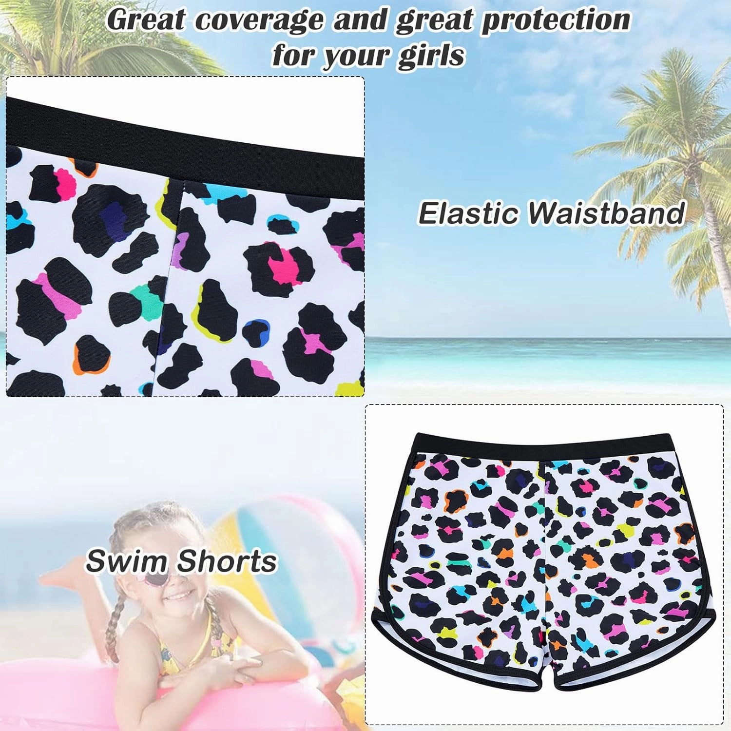 TUONROAD Girls 2 Pieces Rash Guard Swimsuit Long Sleeve Tankini for 4-10 Years