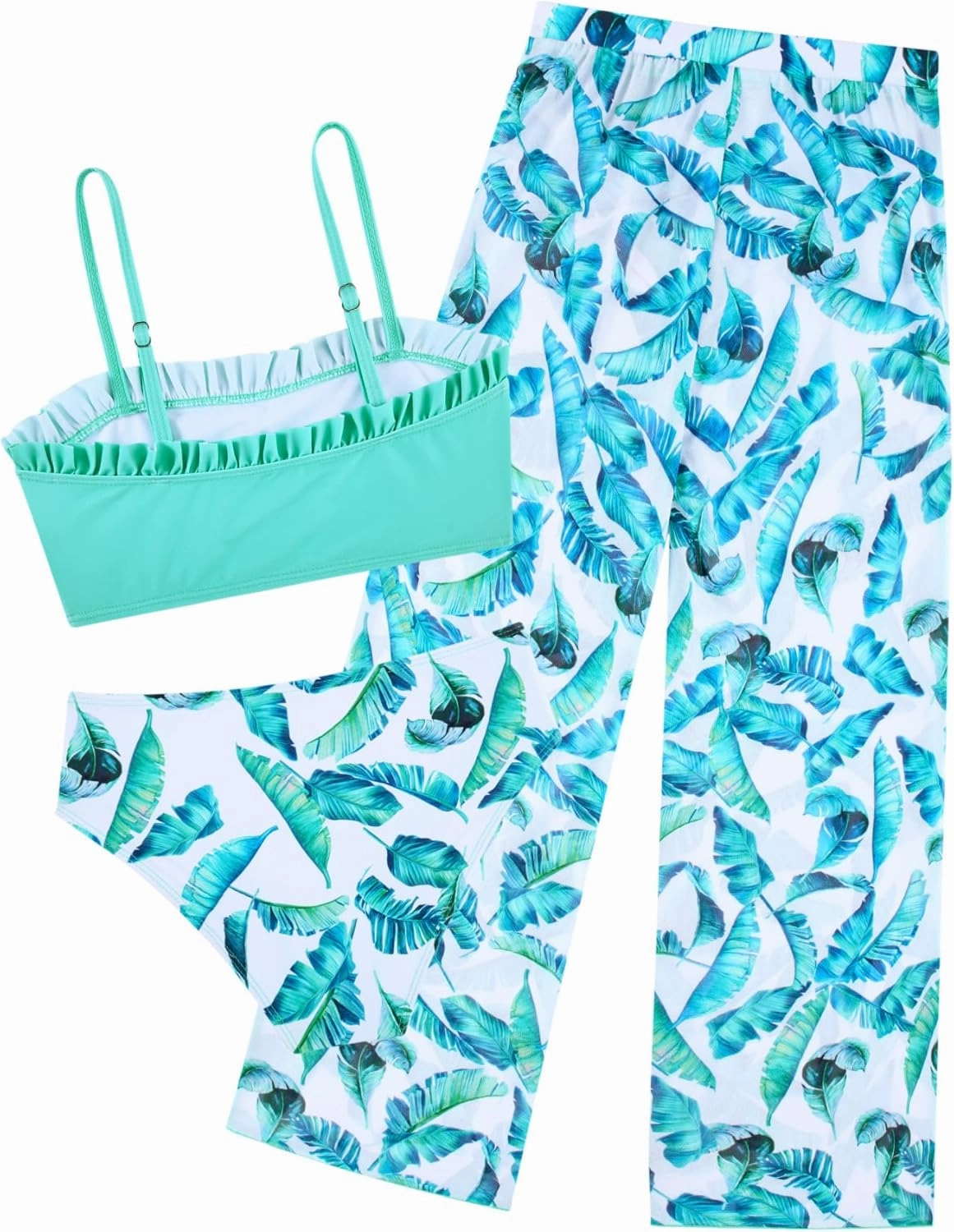 TUONROAD Girls 3 Pieces Bikini Bathing Suit with Rash Guard Pants Quick Dry Swimsuit Cover-Up Sets 6-12T