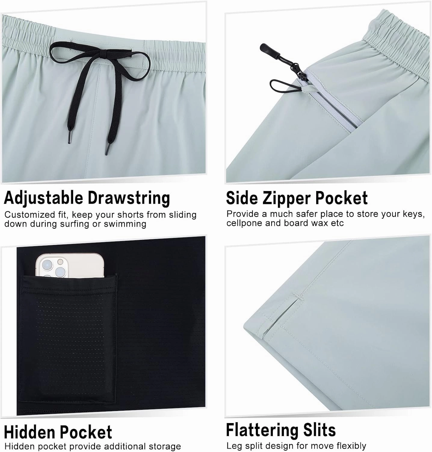 TUONROAD Mens Swim Trunks with Compression Liner 2 in 1 Board Shorts 7 Inch Quick Dry Swimming Shorts with Zipper Pockets
