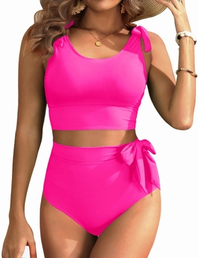 Two Piece High Waisted Swimsuits - Women Tummy Control Bikini Modest Bathing Suit 2PC 2025