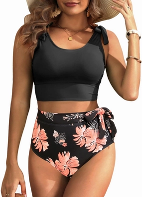 Two Piece High Waisted Swimsuits - Women Tummy Control Bikini Modest Bathing Suit 2PC 2025