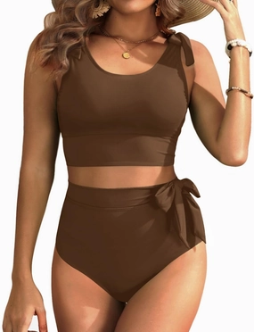 Two Piece High Waisted Swimsuits - Women Tummy Control Bikini Modest Bathing Suit 2PC 2025