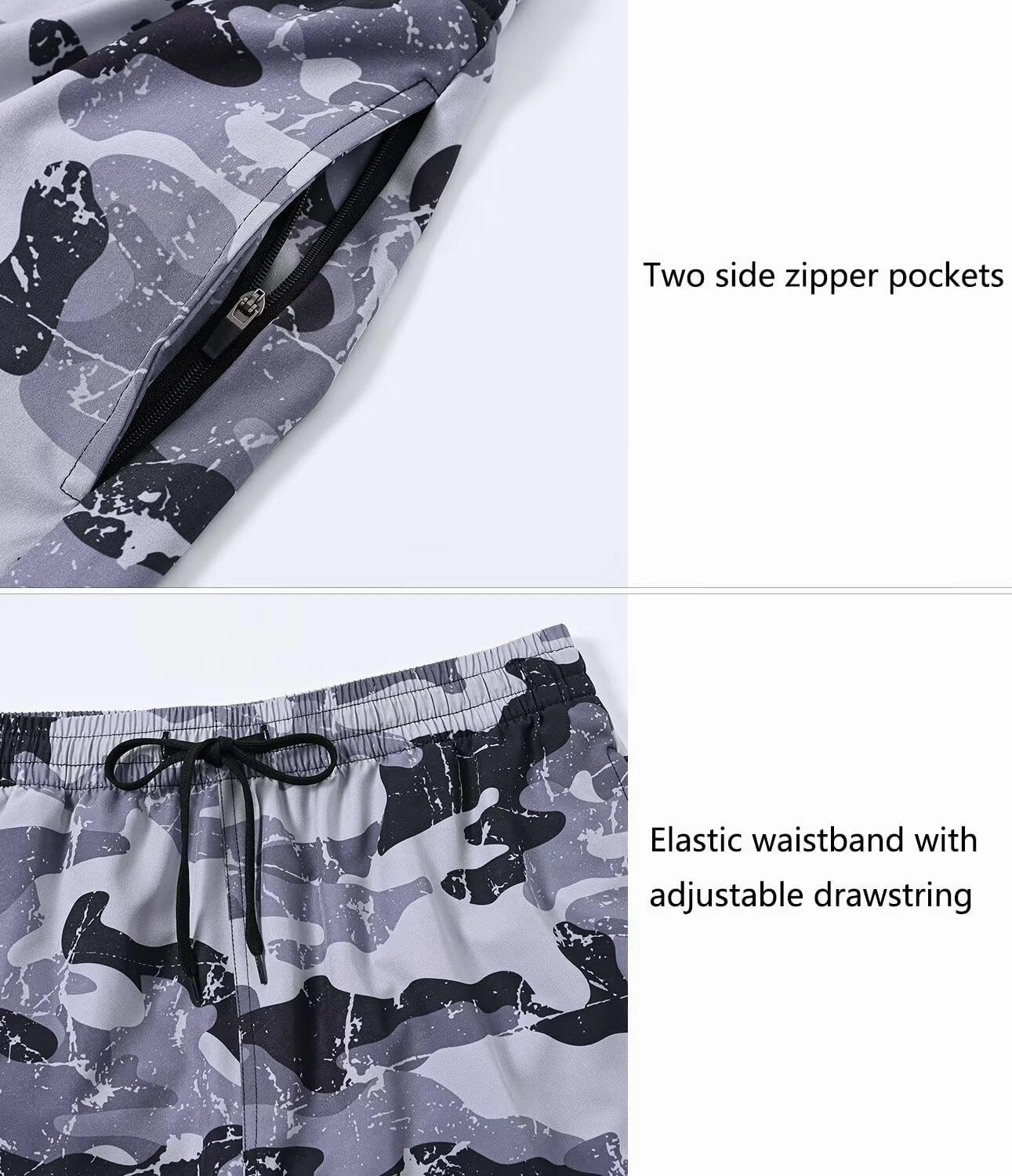 Tyhengta Men's Swim Trunks Quick Dry Beach Shorts with Zipper Pockets and Mesh Lining