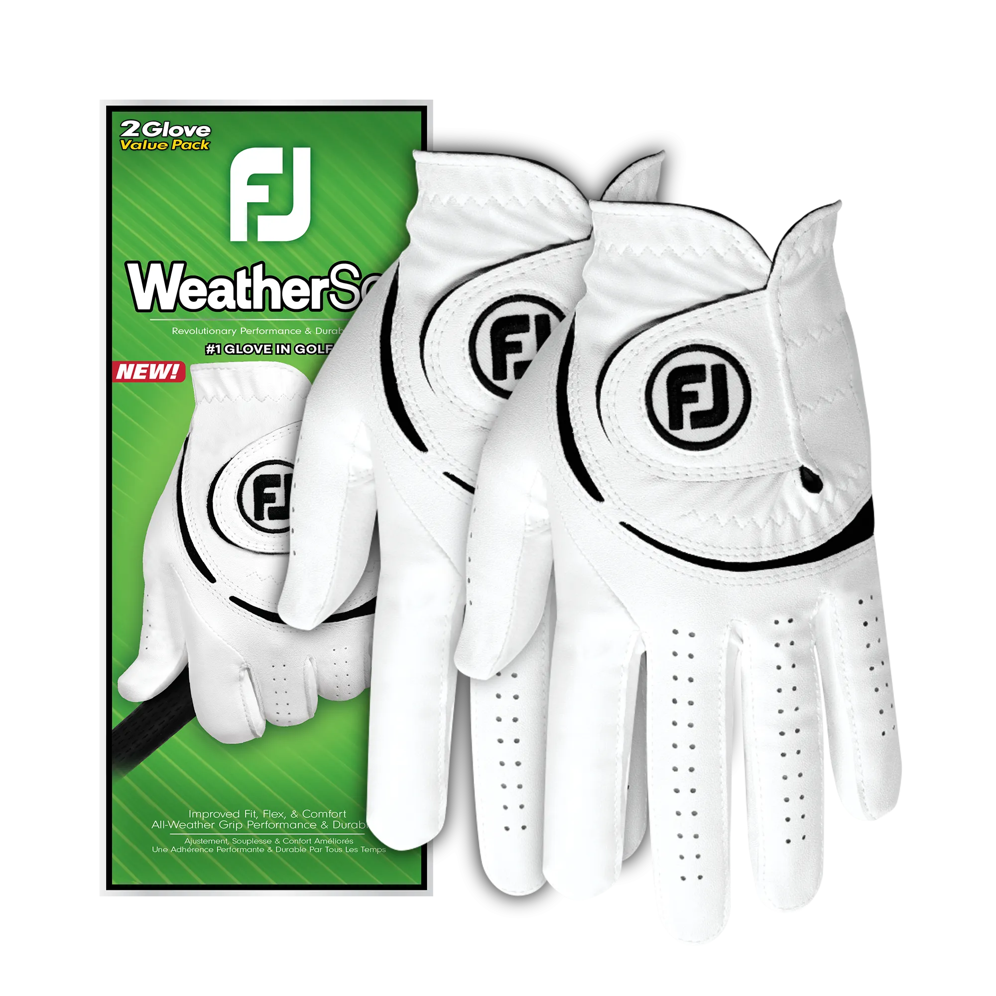 FootJoy WeatherSof Golf Glove - White/Black, Golf cart bag with 14 dividers