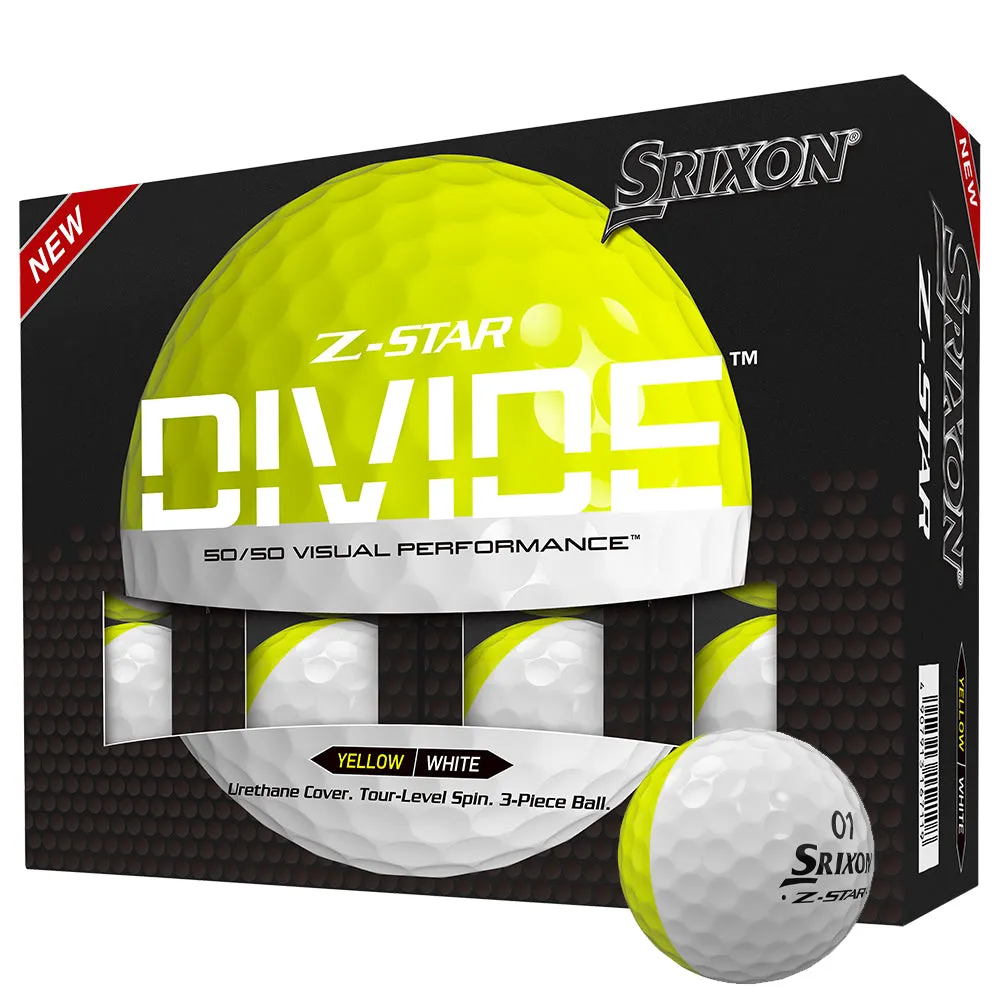 Srixon Z-Star Divide Golf Balls - White/Yellow - Double Dozen, Golf hitting mat