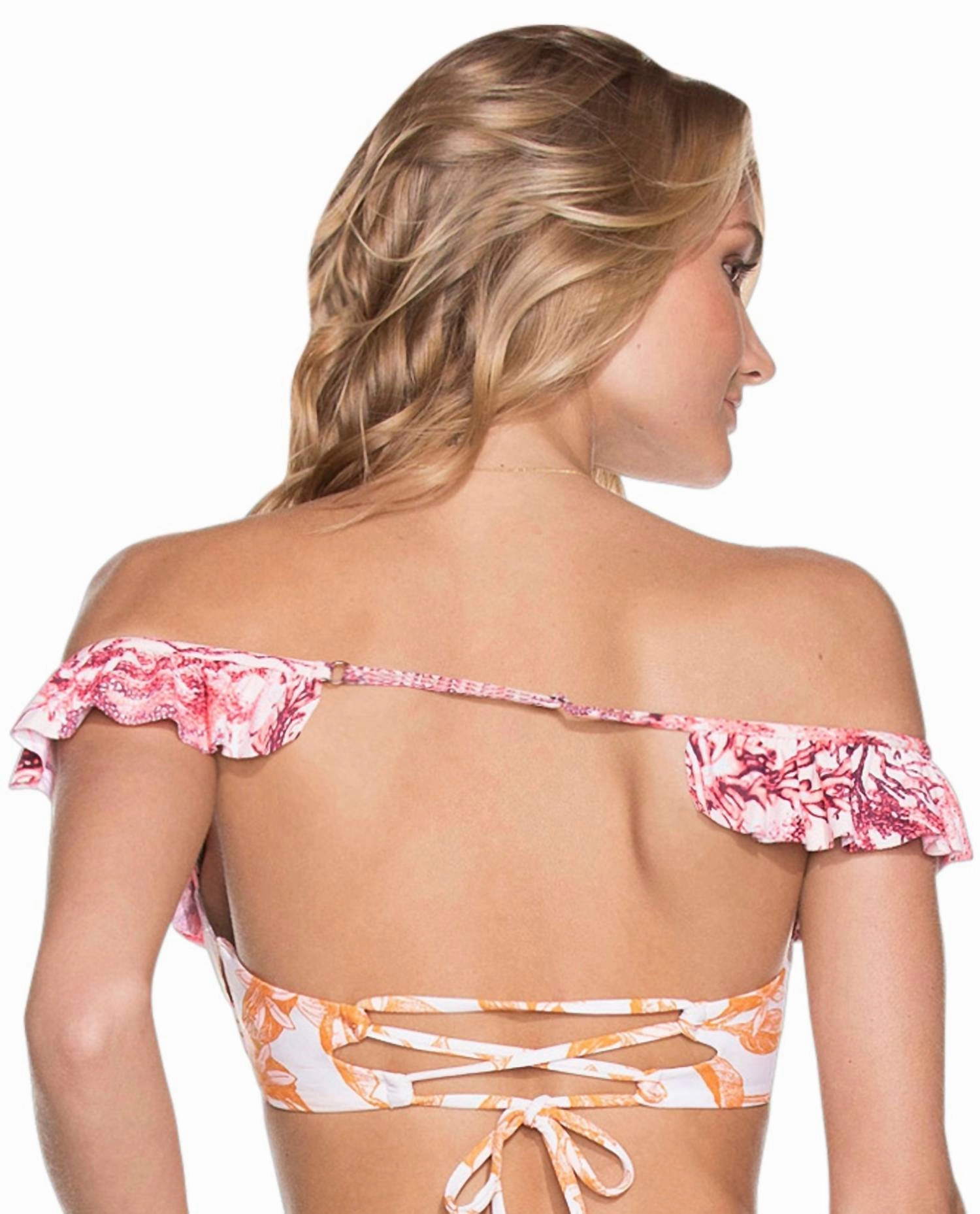 Underwire Off The Shoulder Ruffle Bikini Top In Maa Guajira Park