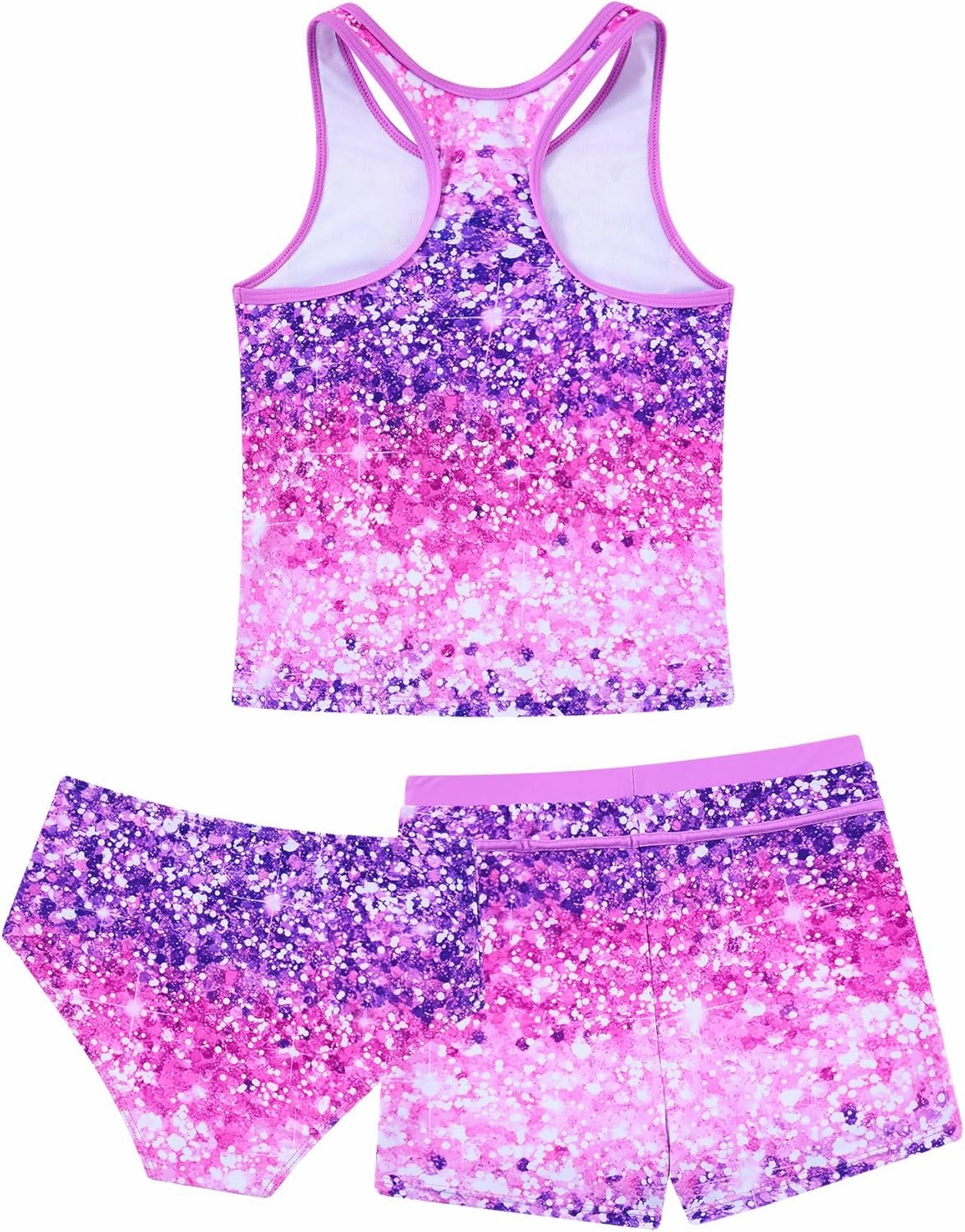 UNICOMIDEA Girls Swimsuits 3 Pieces Tankini Bathing Suit Kids Beach Zipper Bikini Swimwear with Shorts for 7-12 Years