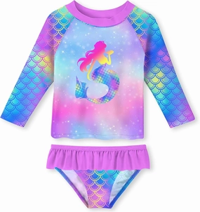 UNIFACO Toddler Girls Swimsuit Rashguard Set Summer Beach Breathable Tankini with UPF 50  Sun Protection 2-8T