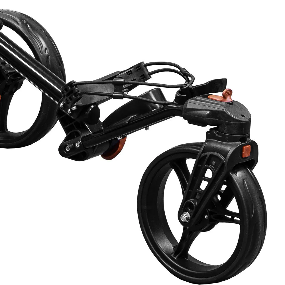 EzeGlide Compact  360 3-Wheel Push Trolley - Black/Red, Vegan golf shoes