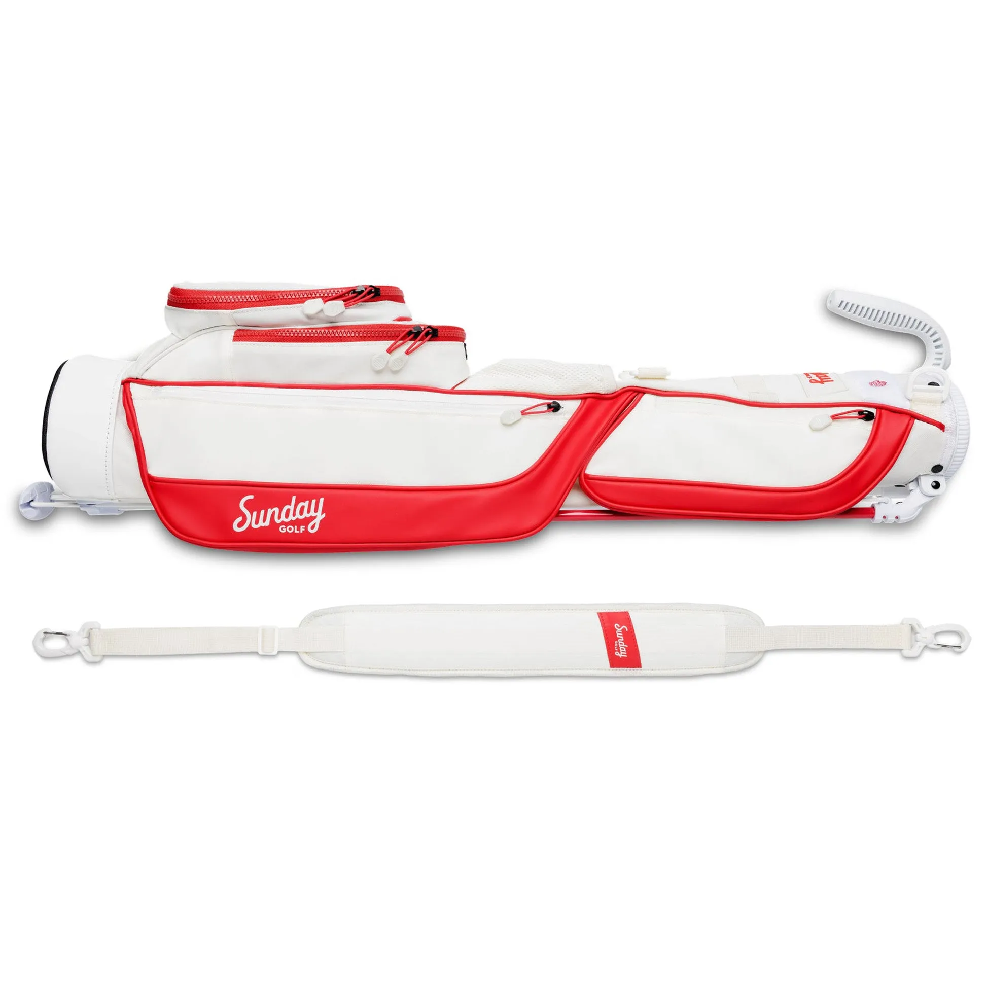 Sunday Golf Loma Pencil Stand Bag - Red/Off White, Electric golf trolley
