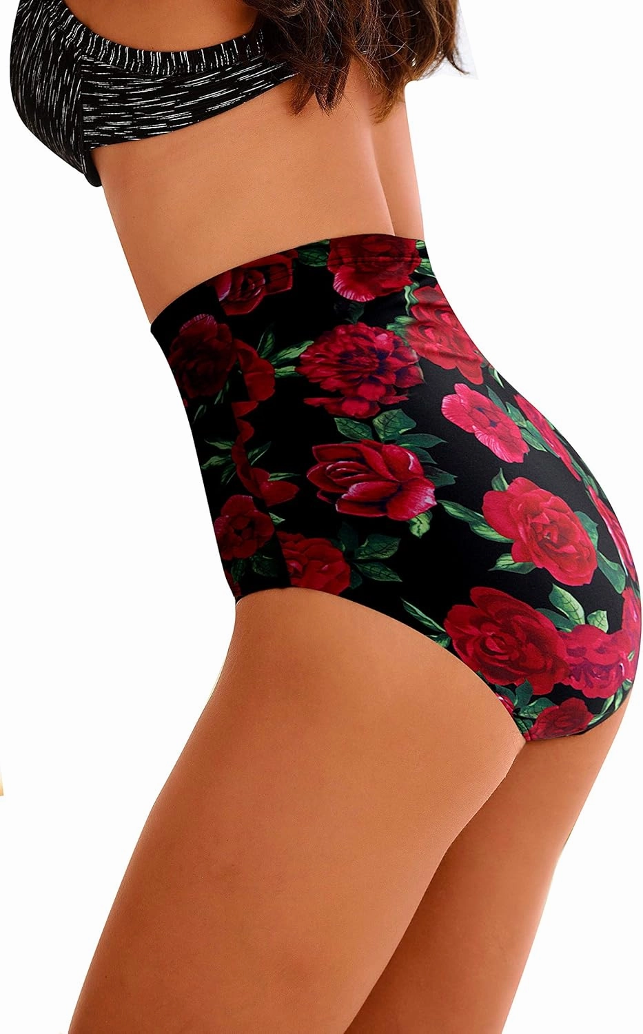 Upopby Women's High Waisted Swimsuit Bikini Bottoms Tummy Control Tankini Bottoms Swim Shorts Plus Size