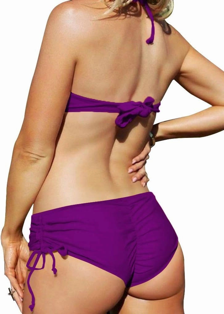 Upopby Women's Sexy Boyshort Bikini Bottom Side Tie Cheeky Swimsuit Bottoms Ruched Tankini Swim Shorts