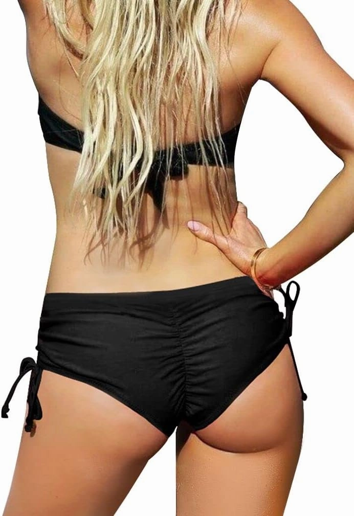 Upopby Women's Sexy Boyshort Bikini Bottom Side Tie Cheeky Swimsuit Bottoms Ruched Tankini Swim Shorts