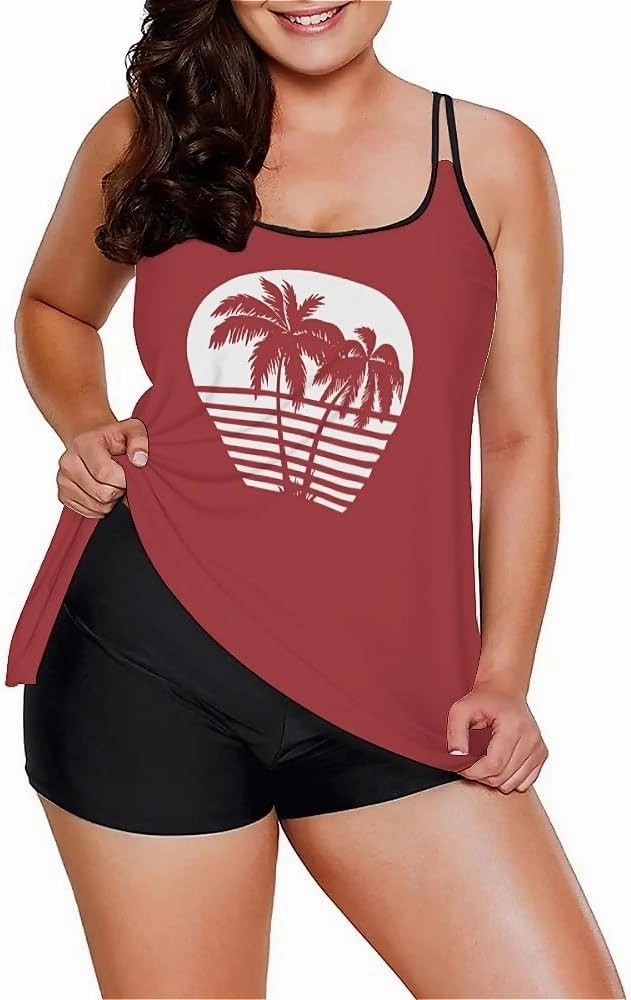 Urchics Womens 2025 Tankini Swimsuits Tummy Control Flowy Swimwear Two Piece Bathing Suits Swim Tank Top with Boyshorts