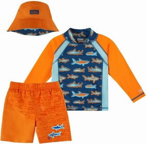 UV SKINZ Boys 3 Piece Sun and Swim Set with UPF 50  Sun Protection  Boys Swimsuit, Toddler Swim Suits
