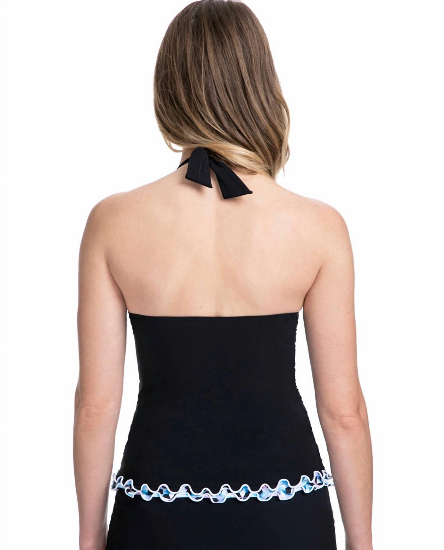 V-Neck Halter Tankini Top In Pinwheel