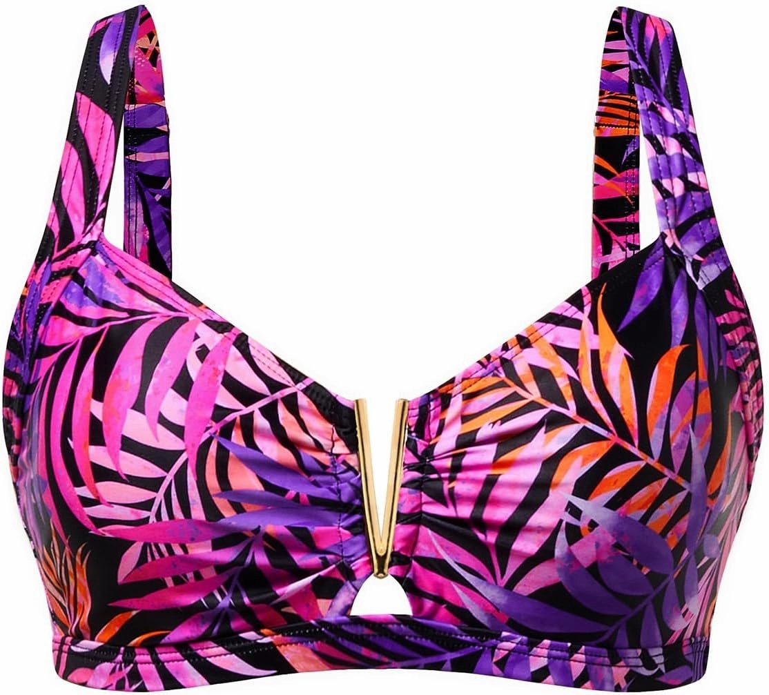 V Wired Bikini Top Only - Vintage Swim Top Padded Bra Swimsuits