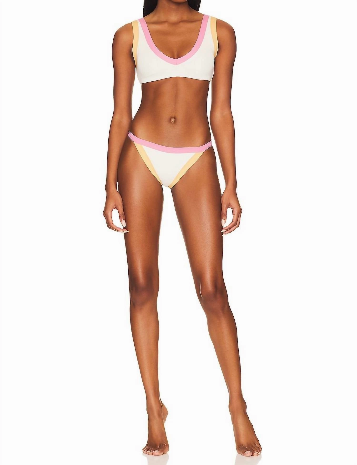 Vacay Bikini Bottom In Cream, Golden Hour, Guava