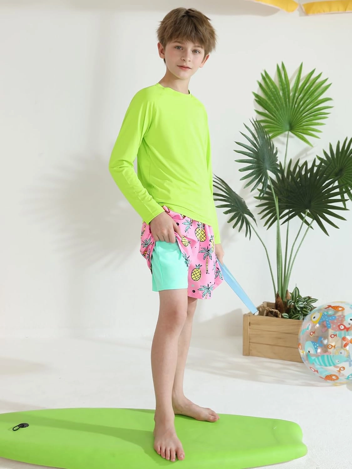 Valcatch Boys Swim Set Long Sleeve Rash Guard 2 Piece UPF 50  Swim Shirt & Trunks with Compression Liner Kids Youth Swimsuits