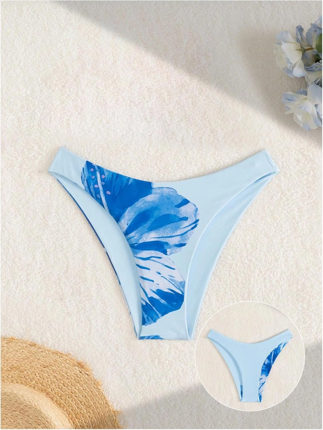 Verdusa Women's Colorblock Floral Bikini Bottoms Low Waist Beach Swim Briefs Panty