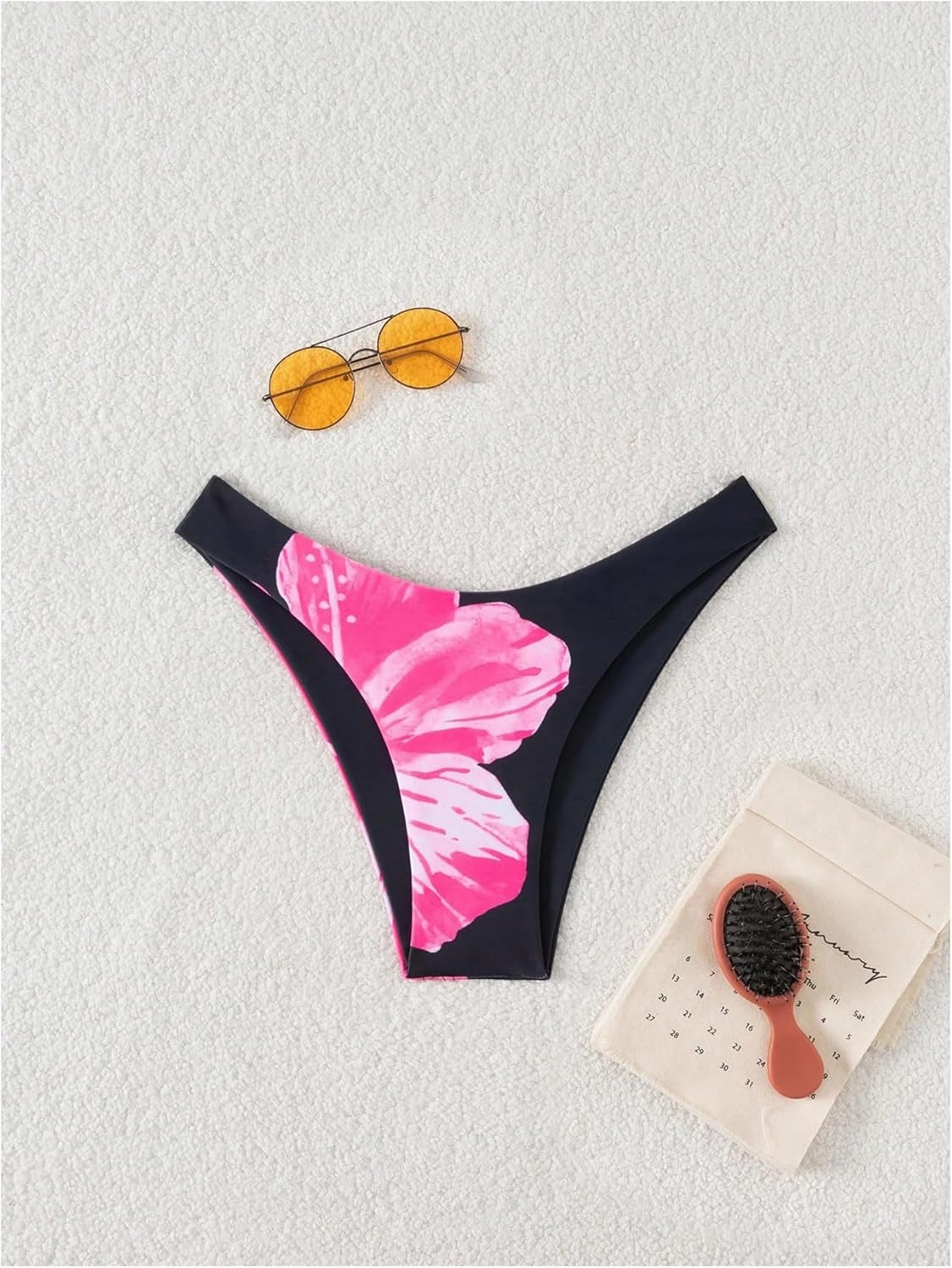 Verdusa Women's Colorblock Floral Bikini Bottoms Low Waist Beach Swim Briefs Panty