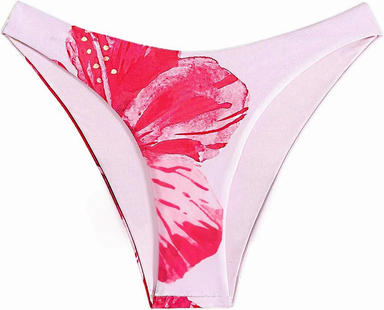 Verdusa Women's Colorblock Floral Bikini Bottoms Low Waist Beach Swim Briefs Panty