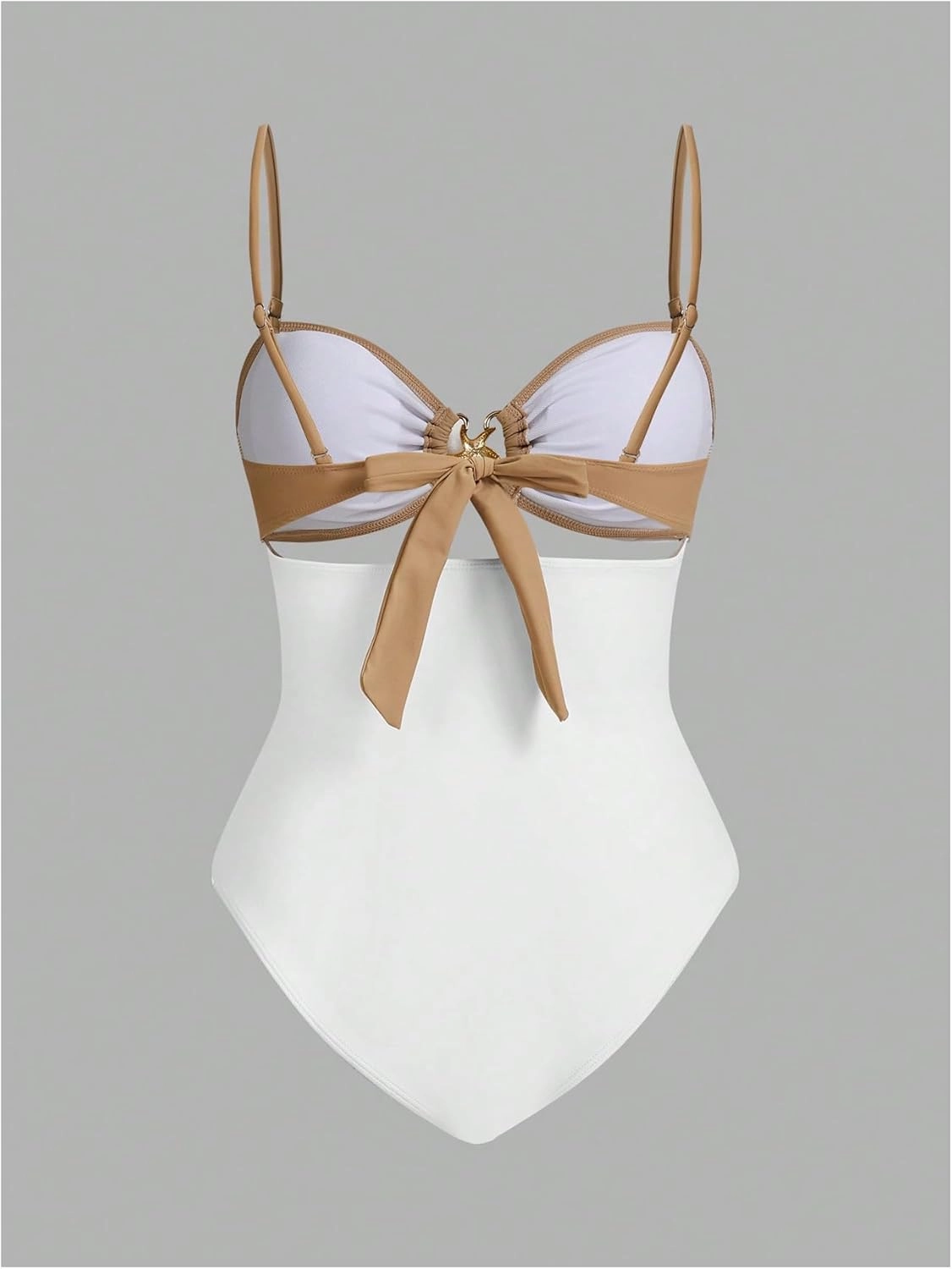 Verdusa Women's Cut Out One Piece Backless Wireless Swimsuit with Cover Up Skirt