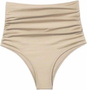 Verdusa Women's High Waist Bikini Bottoms Ruched Tummy Control Bathing Suit Bottoms